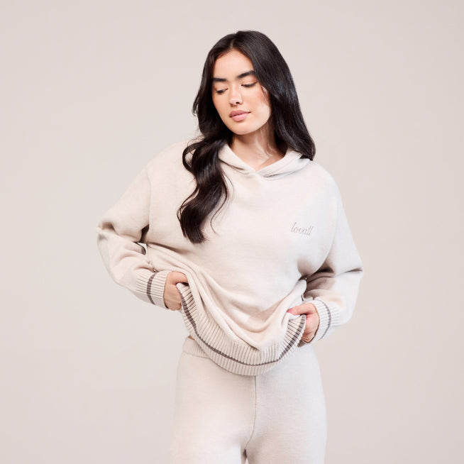 Curve Soft Knit Hooded Jumper - Beige