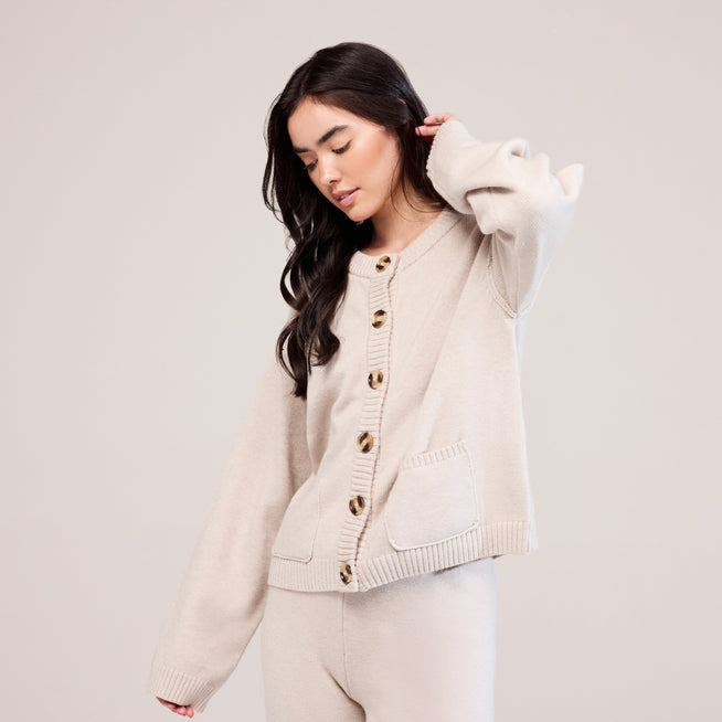 Curve Soft Knit Cardigan - Beige