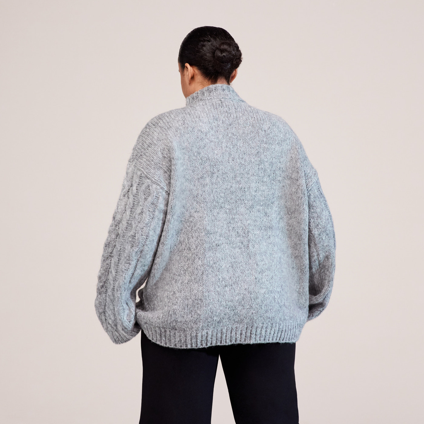 Curve Cable Knit 1/4 Zip Jumper - Dark grey