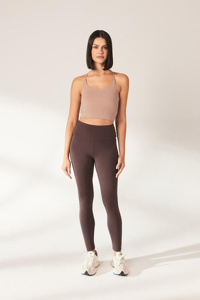 Lightweight Everyday High Waisted Leggings - Espresso Brown