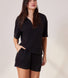Lightweight Collared Knit Set - Black