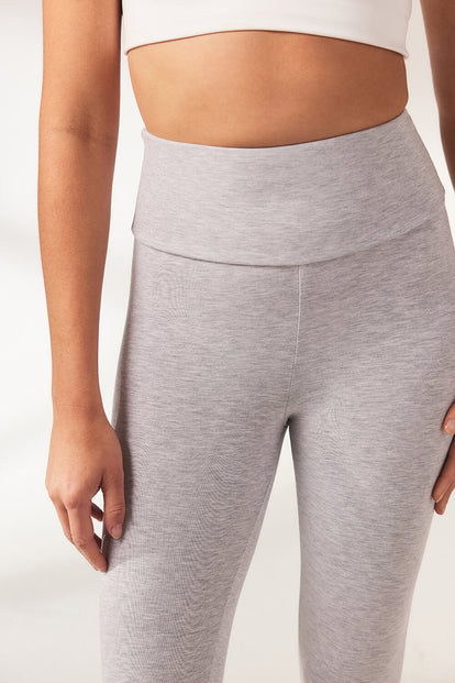 Cropped Lightweight Leggings - Light Grey