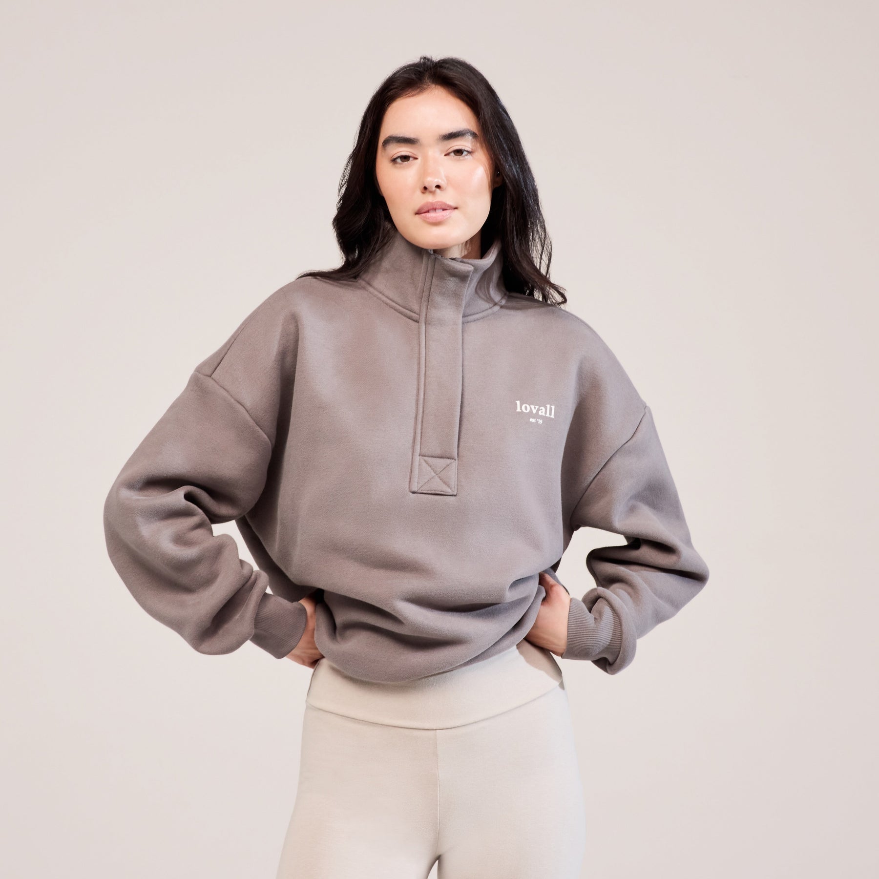 Heavyweight 1/4 Zip Sweatshirt - Mocha