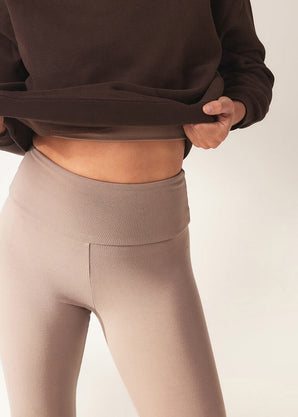 Curve Lightweight Everyday High Waisted Leggings - Stone