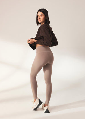 Curve Lightweight Everyday High Waisted Leggings - Stone