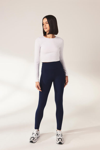 Curve Lightweight Everyday High Waisted Leggings - Navy