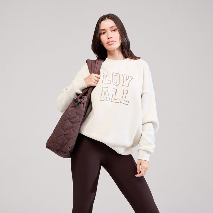 Heavyweight Oversized Sweatshirt Varsity - Ecru
