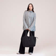Cable Knit 1/4 Zip Jumper - Dark grey