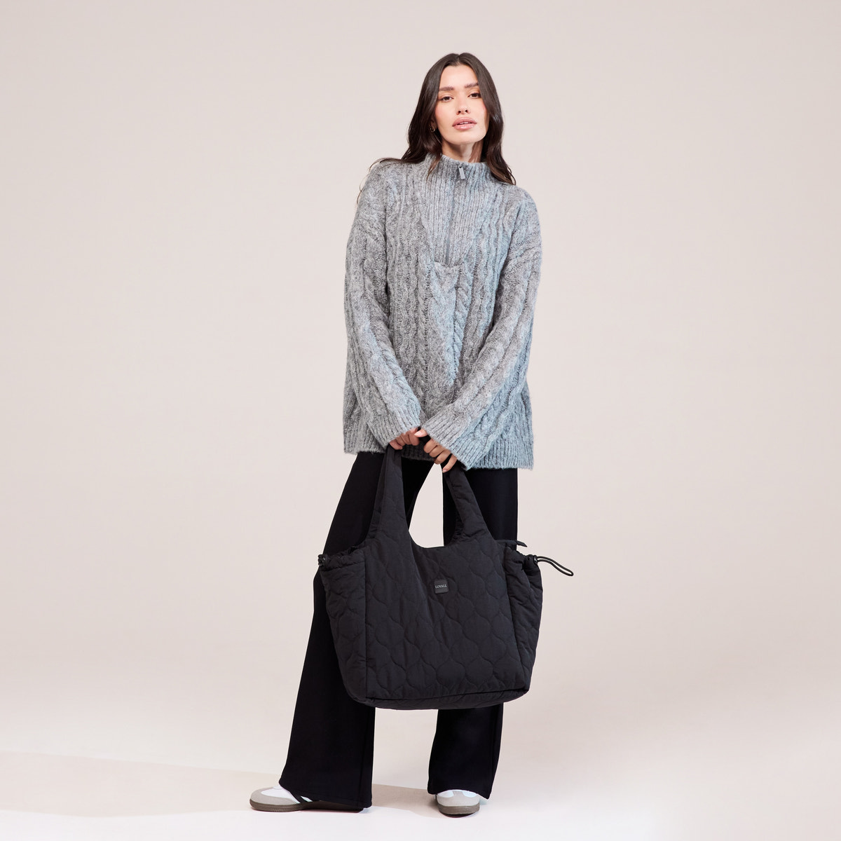 Cable Knit 1/4 Zip Jumper - Dark grey