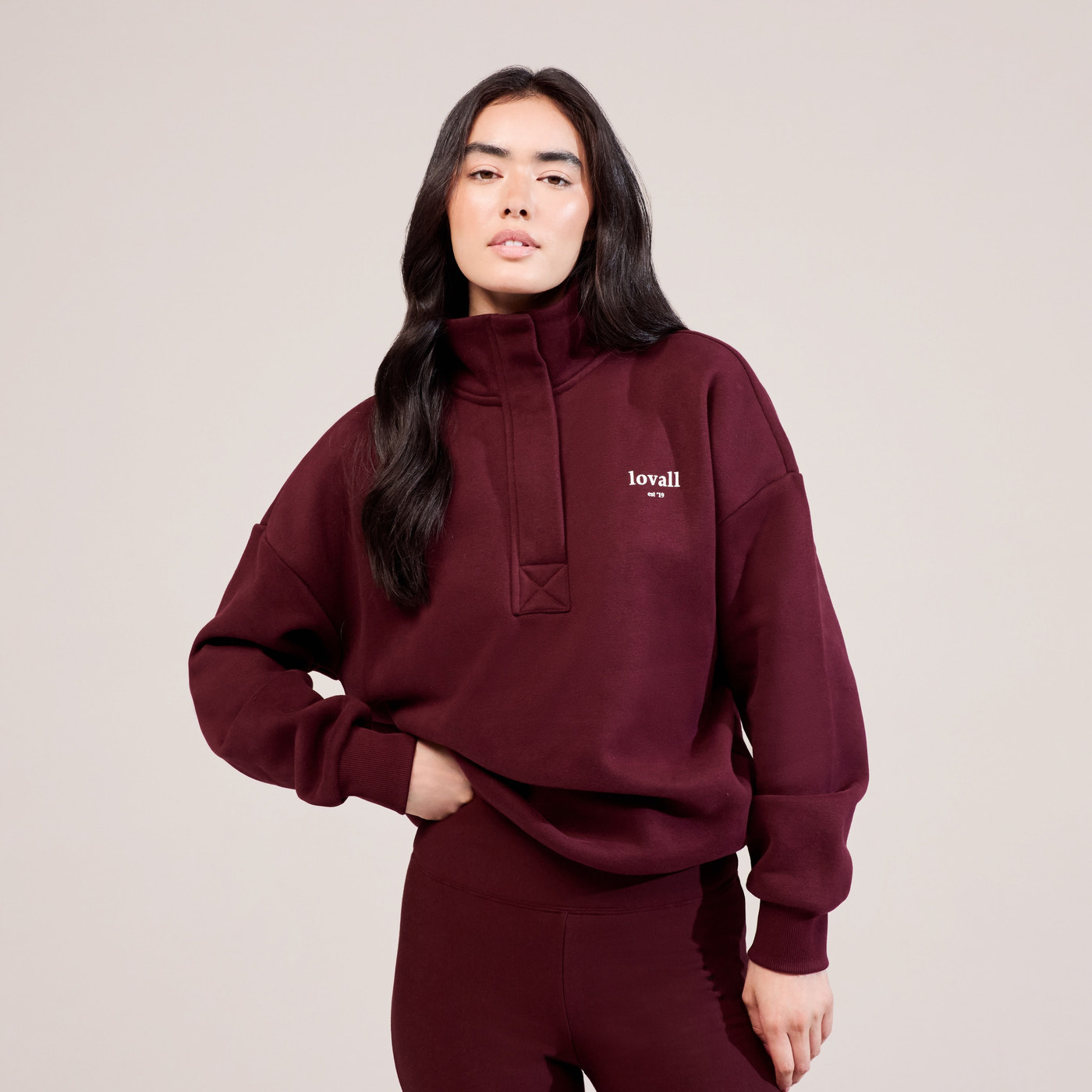 Heavyweight 1/4 Zip Sweatshirt - Burgundy