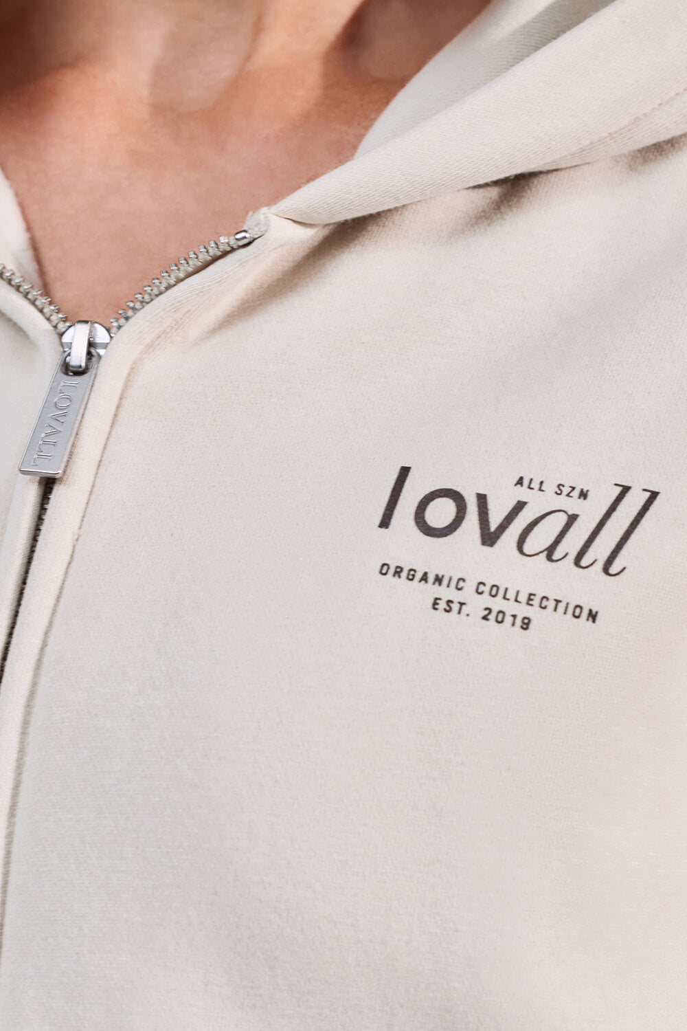 Curve ALL SZN Organic Crop Zip-Through Hoodie - Ecru