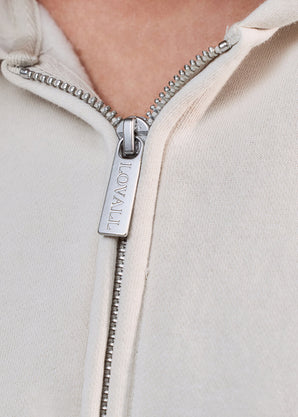 Curve ALL SZN Organic Crop Zip-Through Hoodie - Ecru