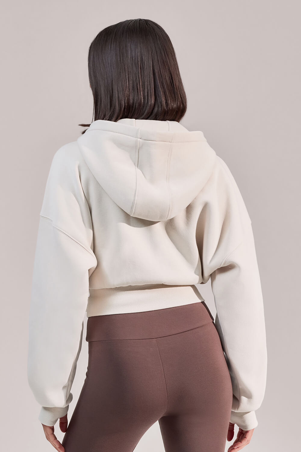 Curve ALL SZN Organic Crop Zip-Through Hoodie - Ecru