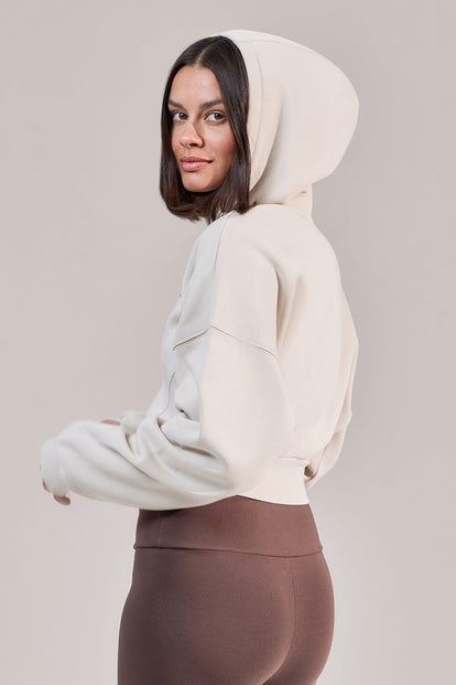 Curve ALL SZN Organic Crop Zip-Through Hoodie - Ecru