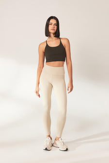 Lightweight Everyday High Waisted Leggings - Natural Beige