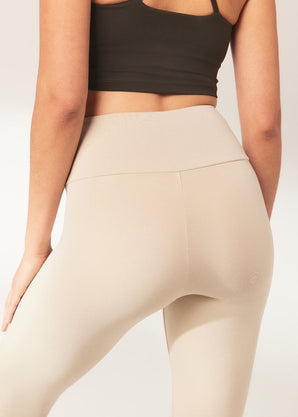 Curve Lightweight Everyday High Waisted Leggings - Natural Beige