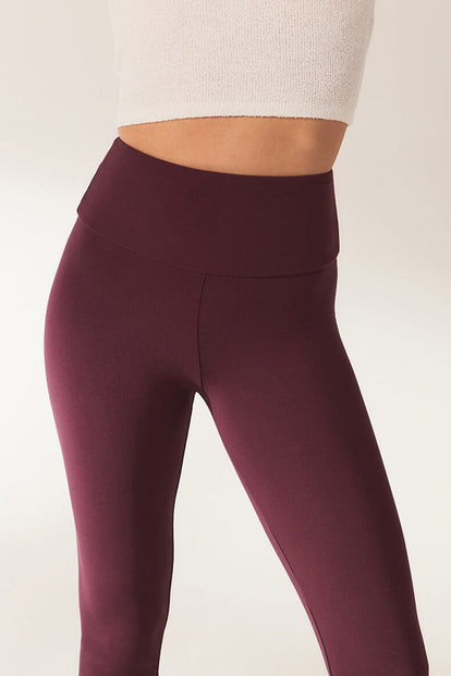 Lightweight Everyday High Waisted Leggings - Burgundy