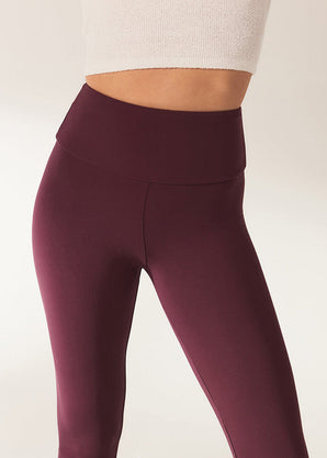 Curve Lightweight Everyday High Waisted Leggings - Burgundy