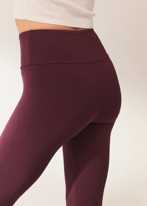 Lightweight Everyday High Waisted Leggings - Burgundy