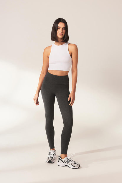 Lightweight Everyday High Waisted Leggings - Dark Grey Marl