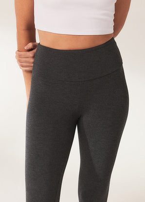 Lightweight Everyday High Waisted Leggings - Dark Grey Marl