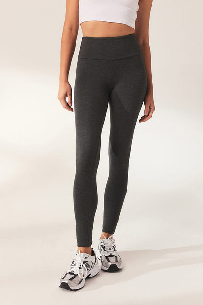 Lightweight Everyday High Waisted Leggings - Dark Grey Marl