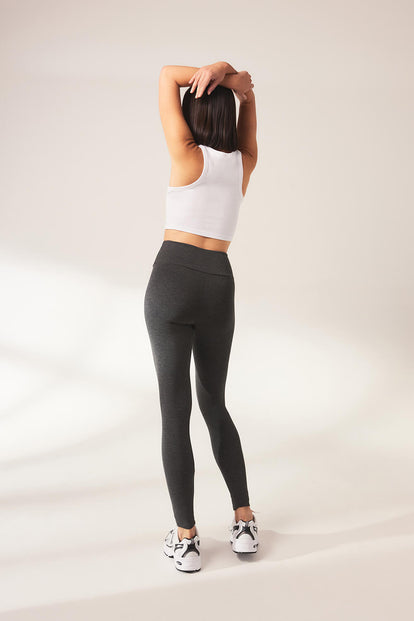 Curve Lightweight Everyday High Waisted Leggings - Dark Grey Marl