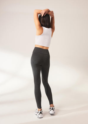 Lightweight Everyday High Waisted Leggings - Dark Grey Marl