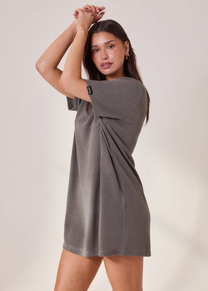 Lightweight Collared Knit Dress - Slate Green