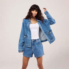 Stretch Denim Jacket - Mid Blue