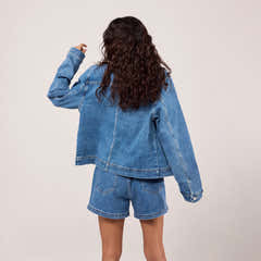 Stretch Denim Jacket - Mid Blue