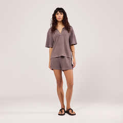 Lightweight Collared Knit Set - Mocha