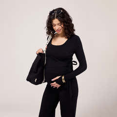 Maternity Lightweight Wide Leg Trousers - Black