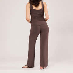 Maternity Lightweight Wide Leg Trousers - Espresso Brown