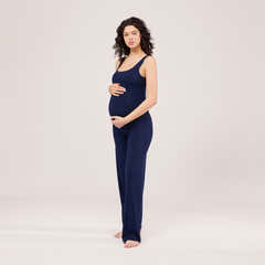 Maternity Lightweight Wide Leg Trousers - Navy