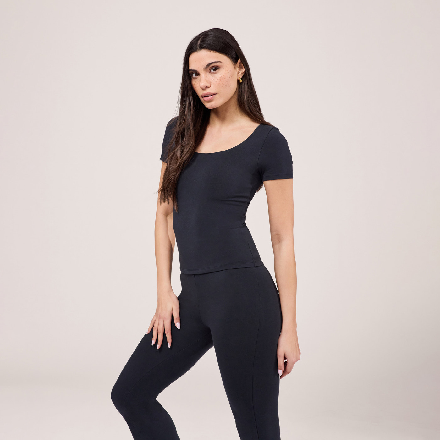 Lightweight Short Sleeve Top - Black