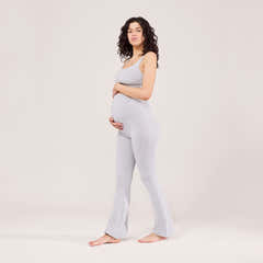 Maternity Lightweight Flare Leggings - Light Grey Marl