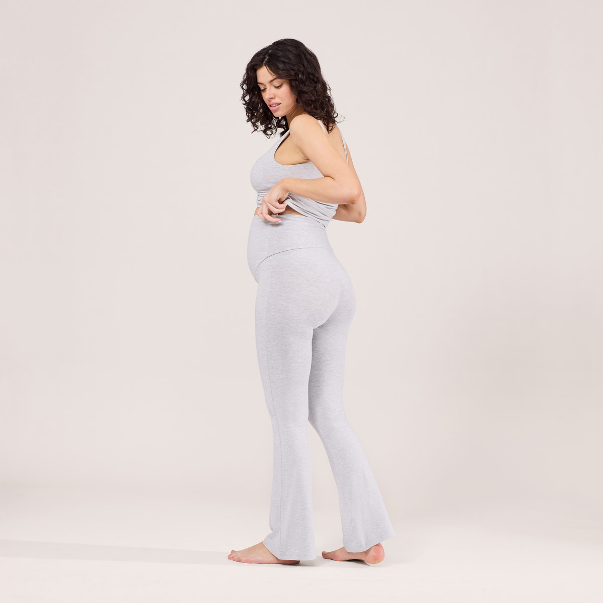 Maternity Lightweight Flare Leggings - Light Grey Marl