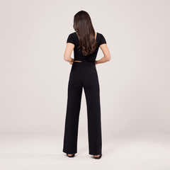 Lightweight Wide Leg Trousers - Black