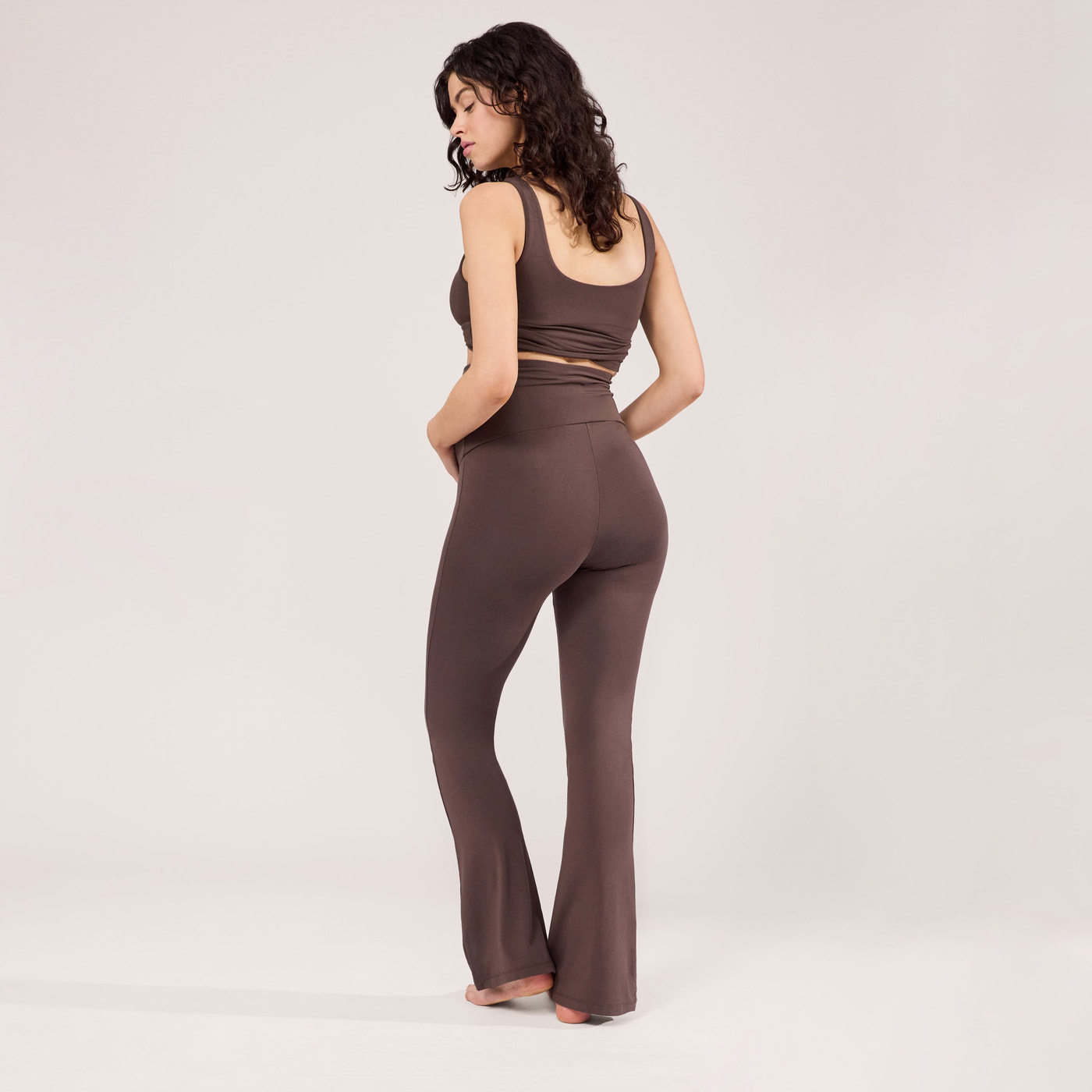 Maternity lightweight Flare Leggings - Espresso Brown