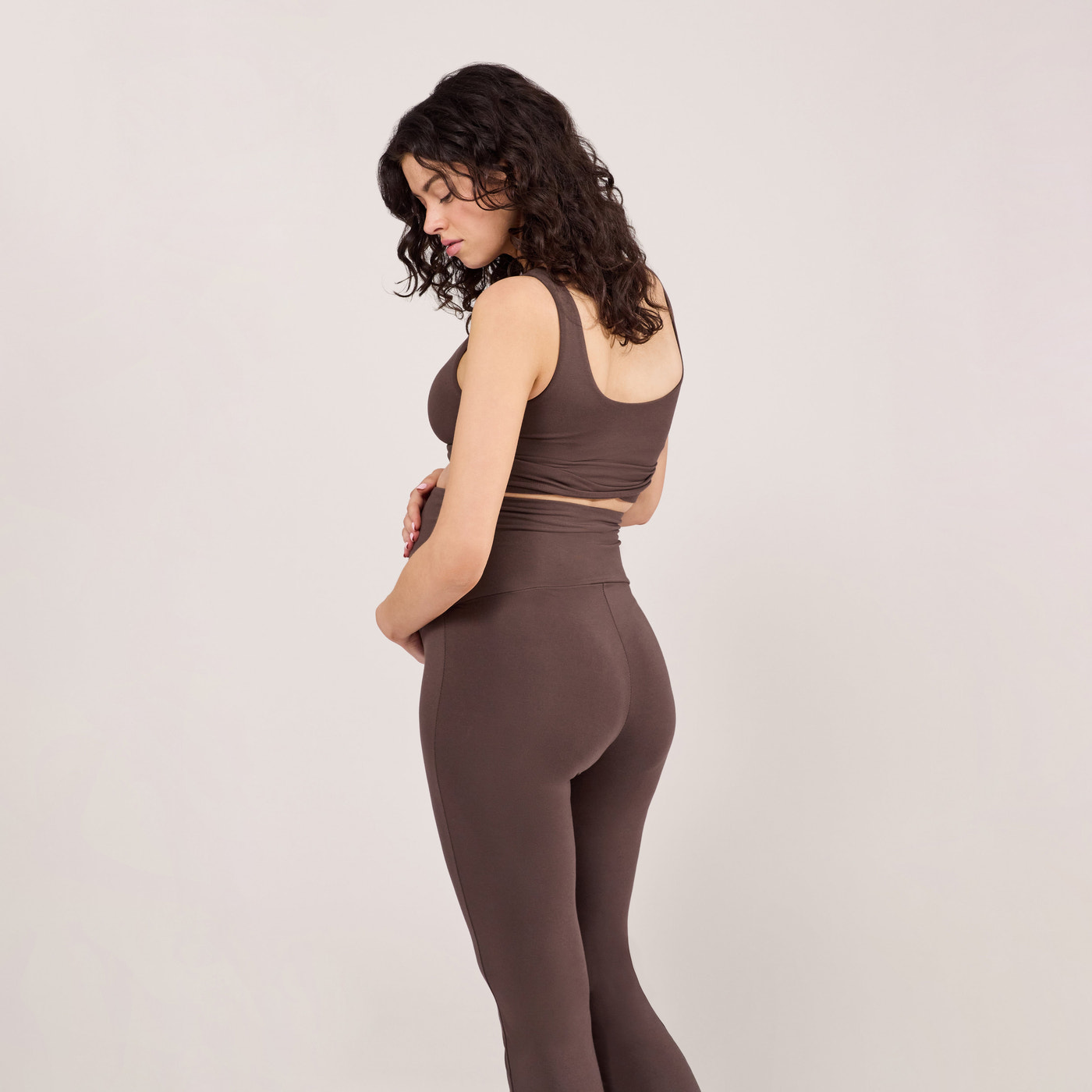 Maternity lightweight Flare Leggings - Espresso Brown