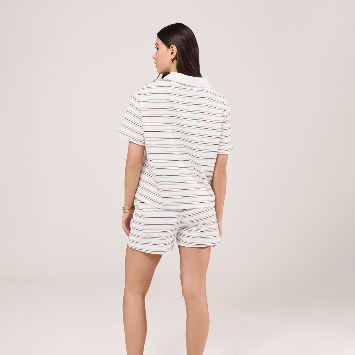 Collared Top Set - Stone Stripe