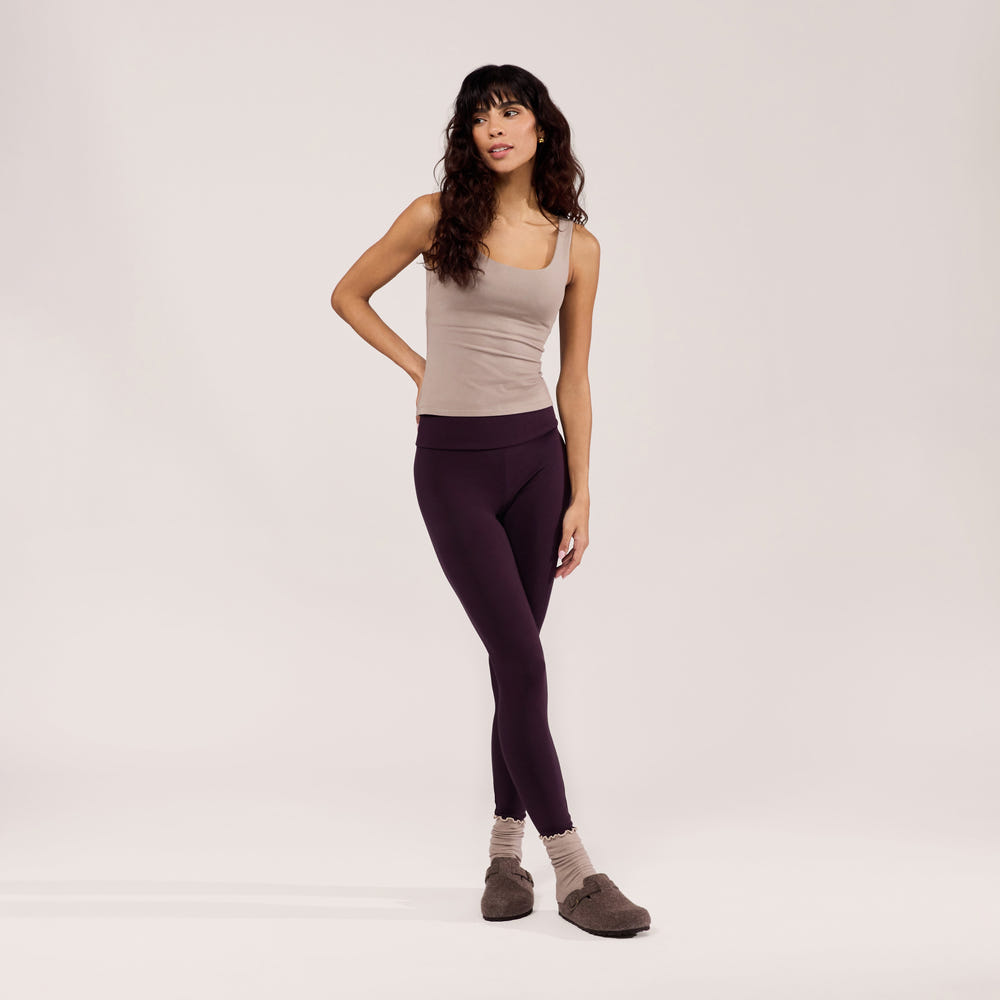 Lightweight Everyday High Waisted Leggings - Wine