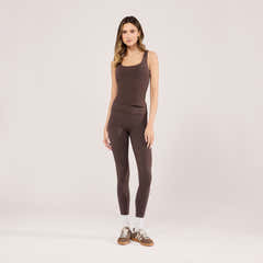 Lightweight Everyday High Waisted Leggings - Espresso Brown