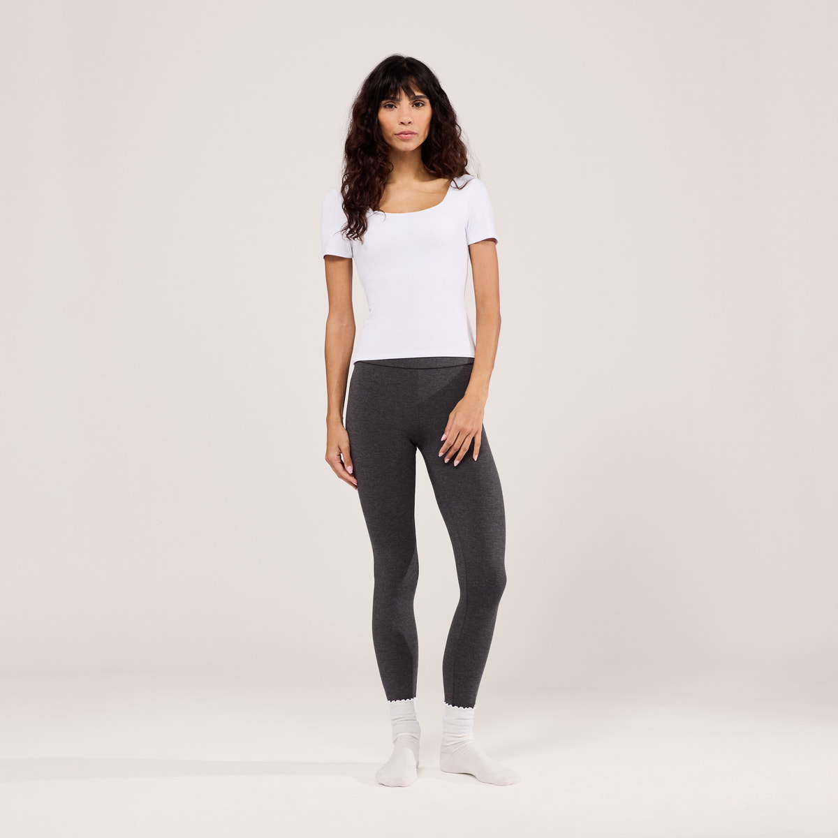 Lightweight Everyday High Waisted Leggings - Dark Grey Marl