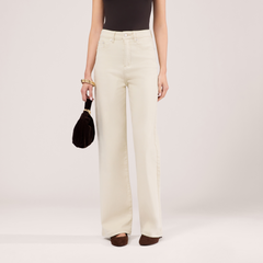 Stretch Wide Leg Jeans - Ecru