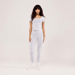 Lightweight Everyday High Waisted Leggings - Light Grey Marl