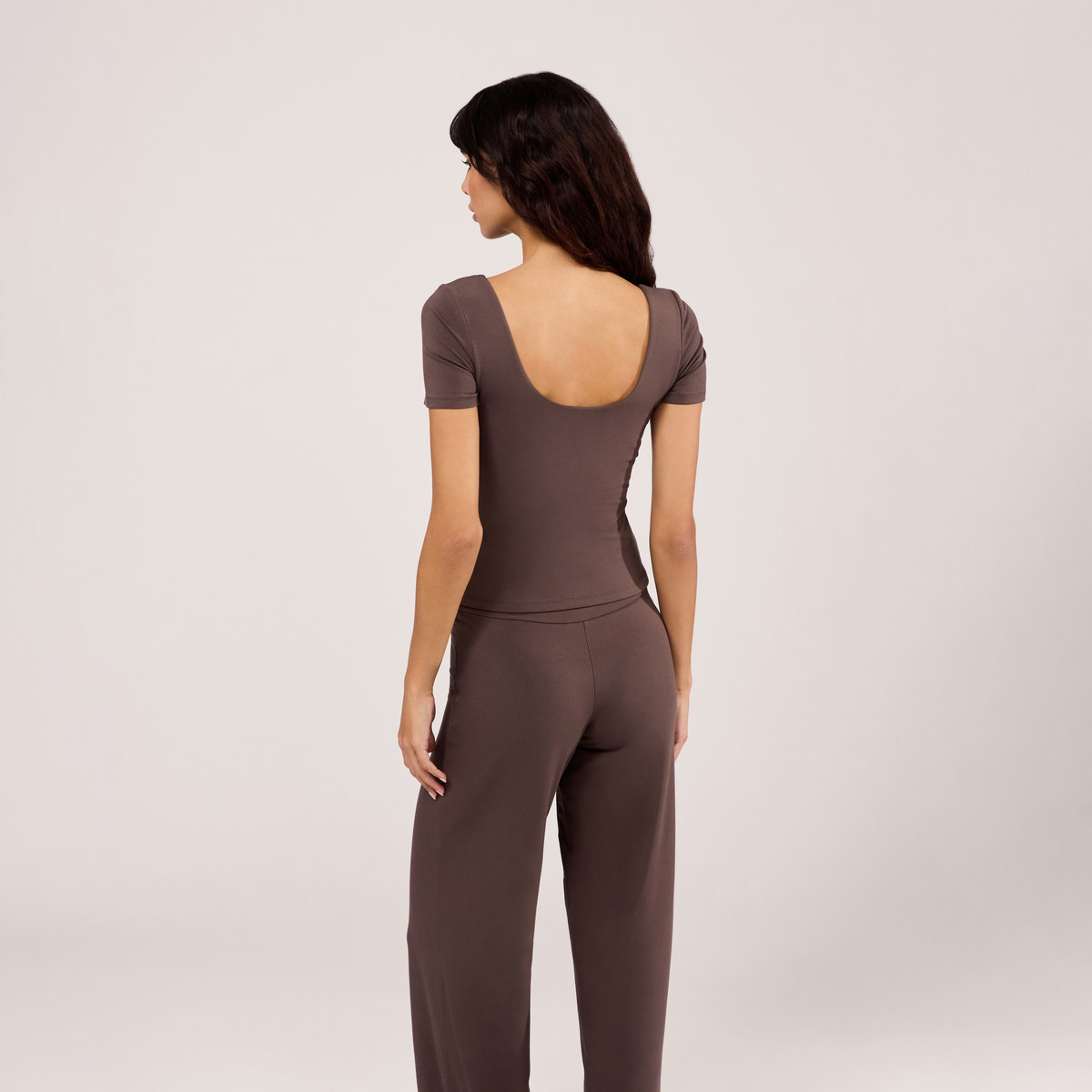 Lightweight Short Sleeve Top - Espresso Brown