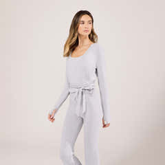 Lightweight Wrap Top - Light Grey Marl