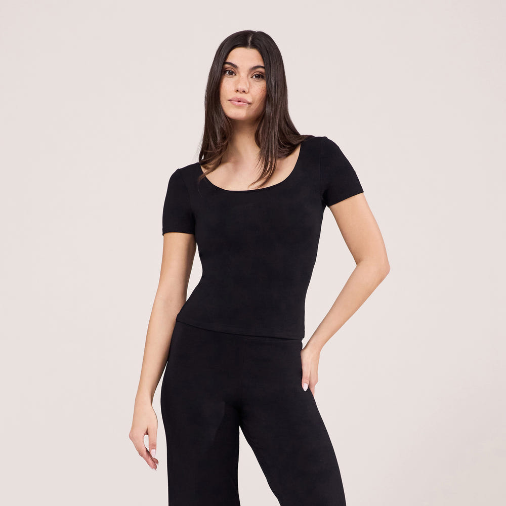 Lightweight Short Sleeve Top - Black
